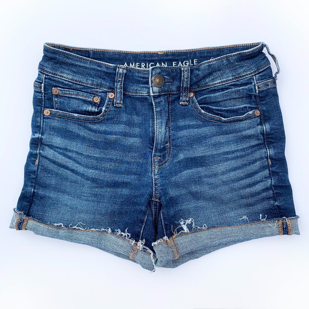 American Eagle midi denim cutoff shorts